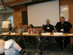 Panel med Patrick Centerwall, Madeline Ashby, Tommy Persson, Oskar Källner, Thomas Padron-McCarthy